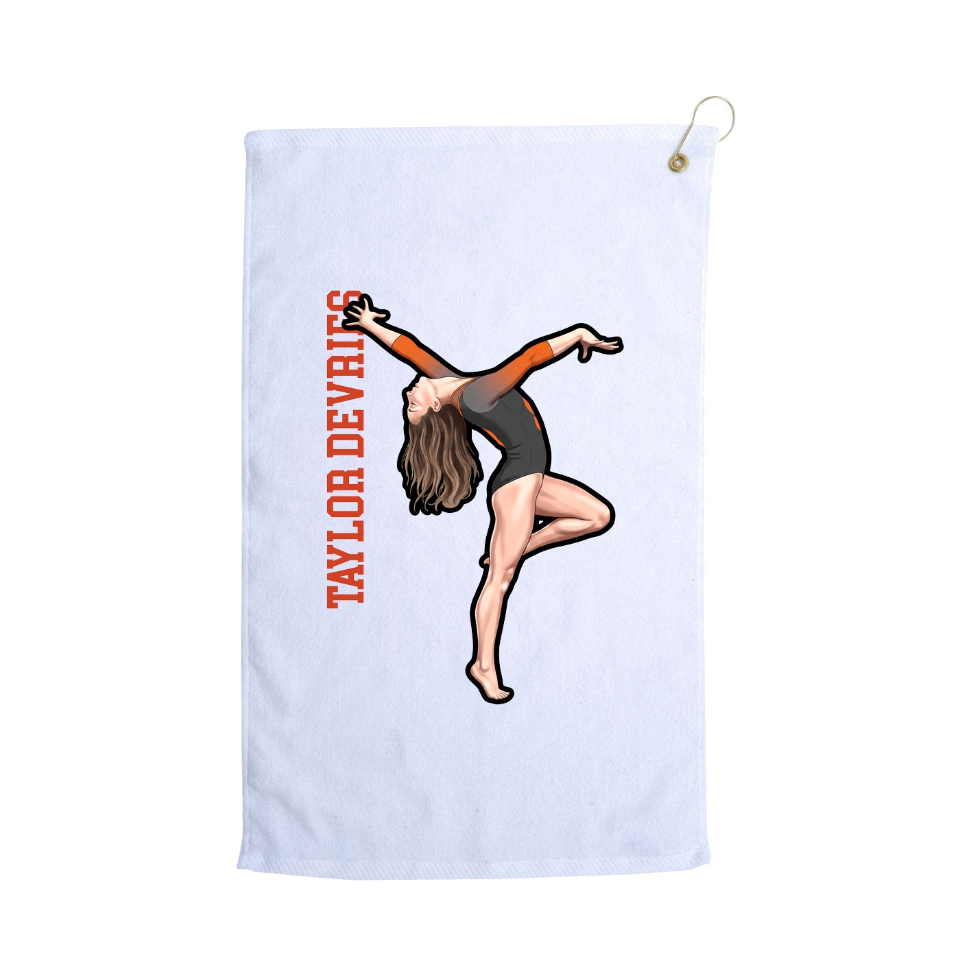 Golf Towel — Name Vertical in White