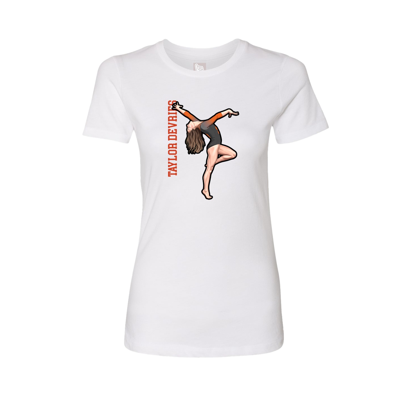 Womens Tee — Name Vertical in White