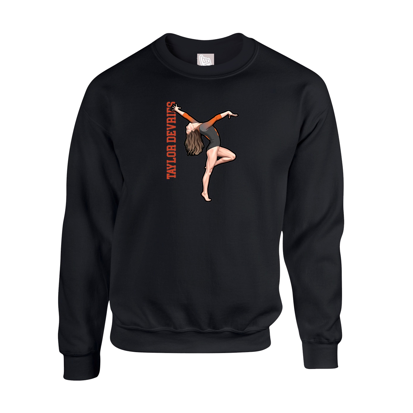 Fleece Crew — Name Vertical in Black