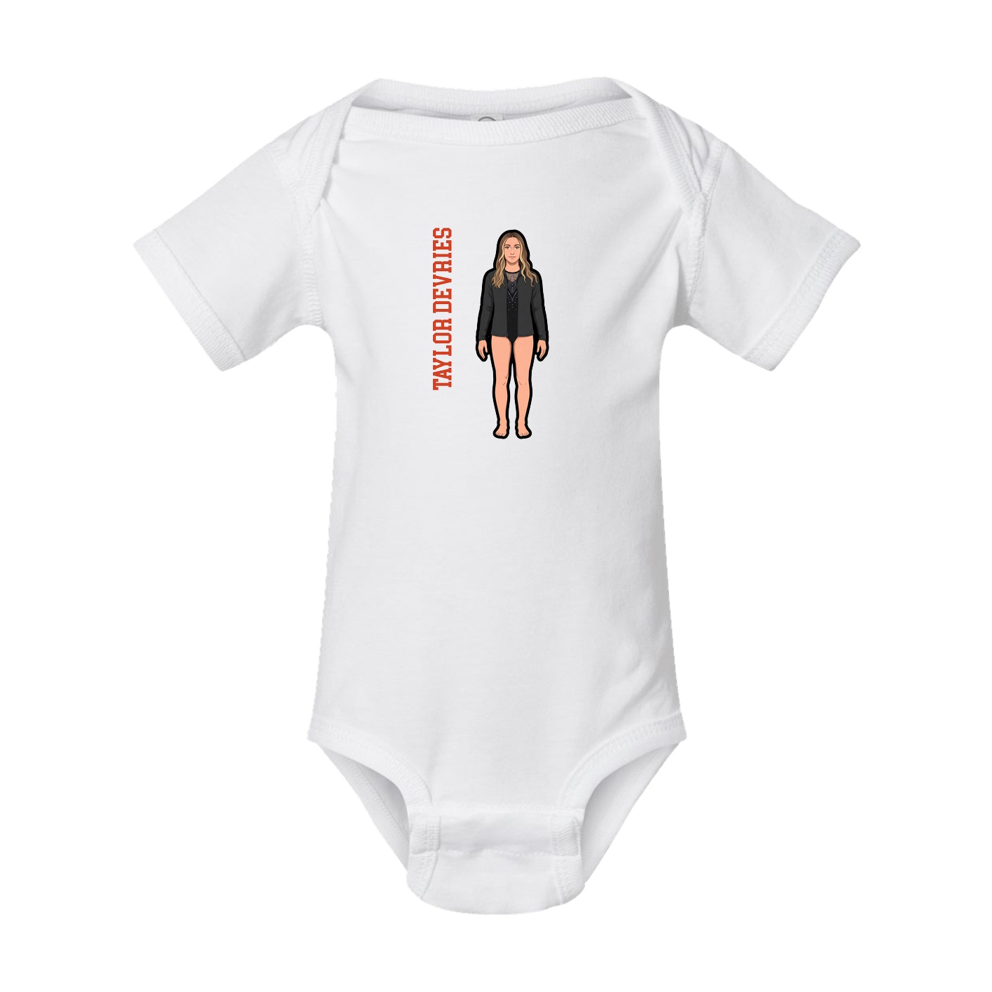 Baby Onesie — Name Vertical in White