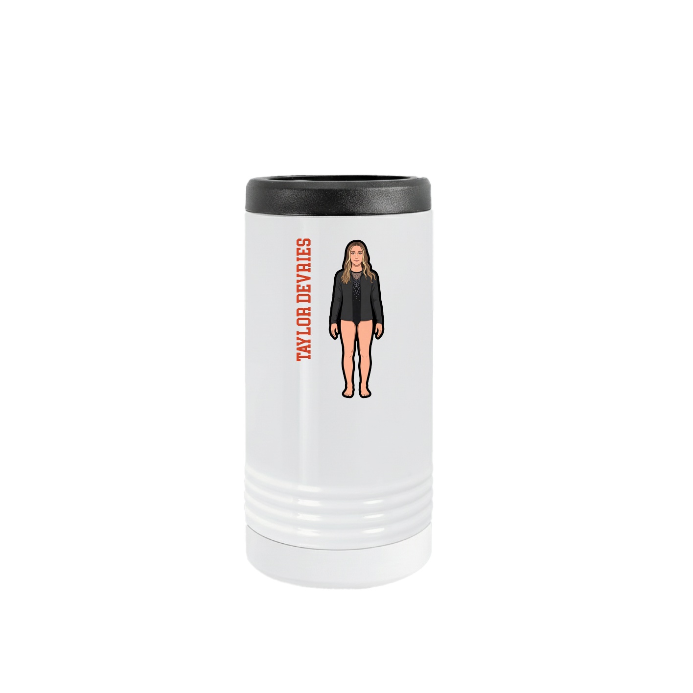 Slim Beverage Holder — Name Vertical in White