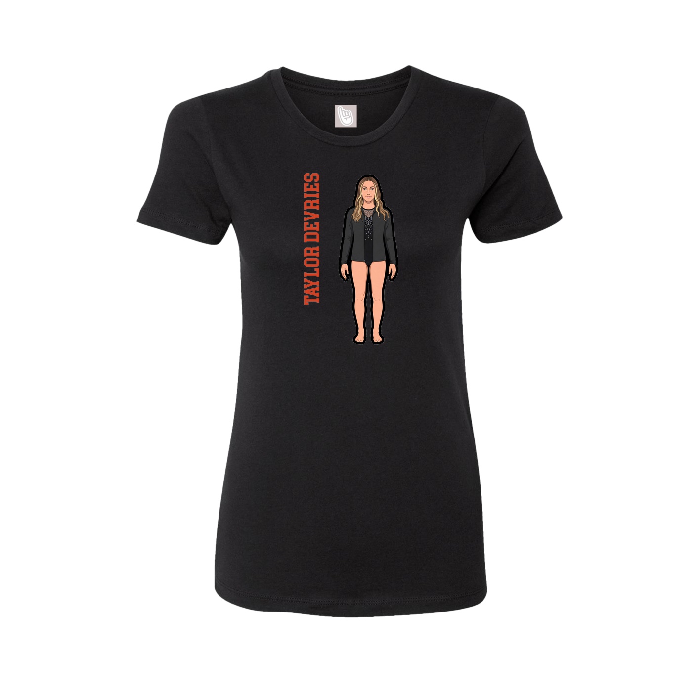 Fitted Women's Tee — Name Vertical in Black