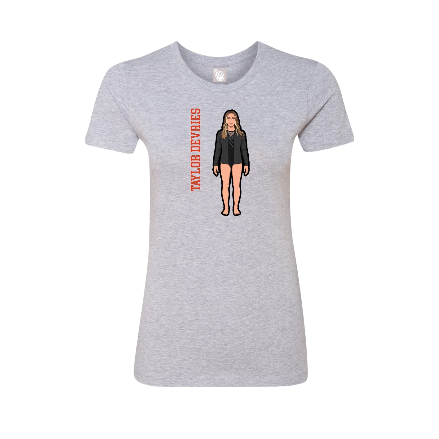 Womens Tee — Name Vertical in Grey