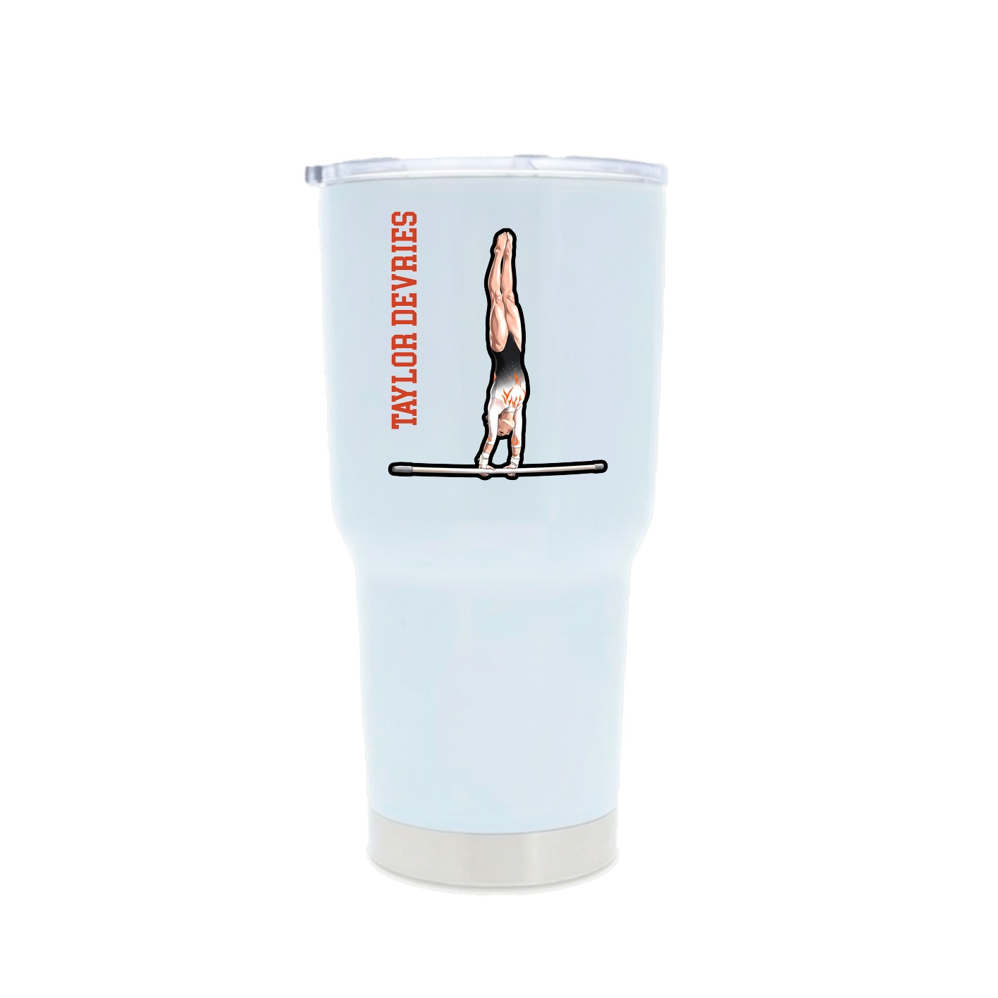 30oz Stainless Steel Tumbler — Name Vertical in White