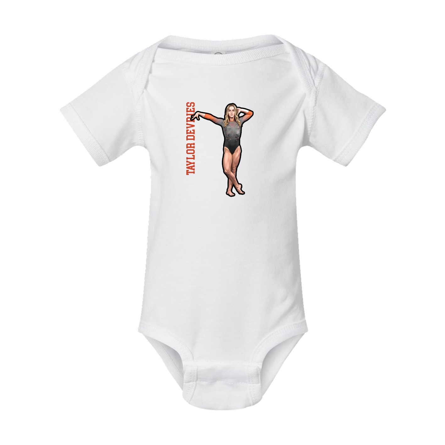 Baby Onesie — Name Vertical in White