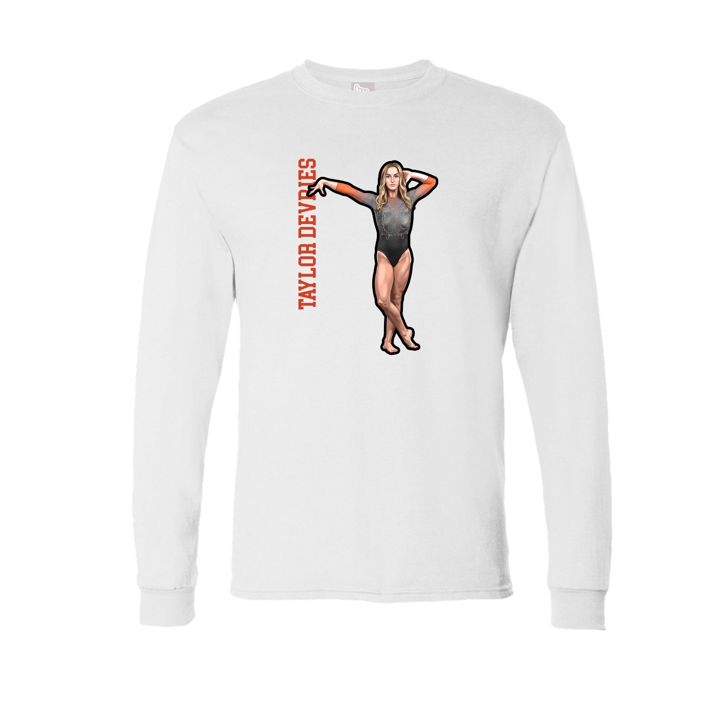 Long Sleeve Tee — Name Vertical in White