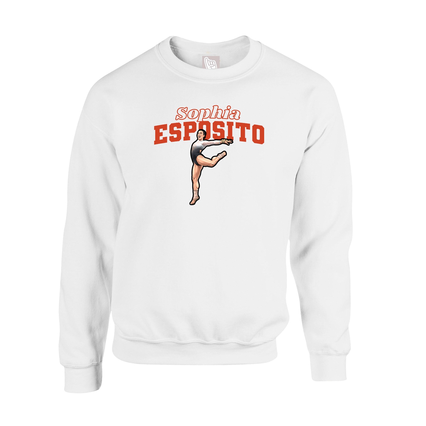 Fleece Crew — Name Arch in White