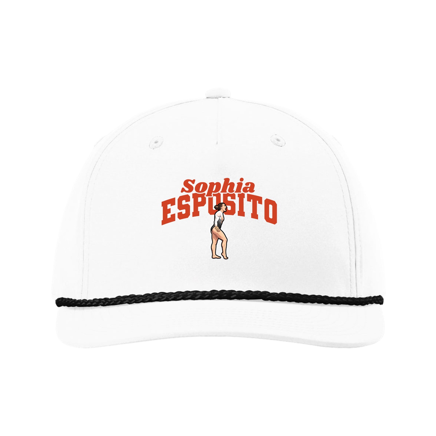 Five-Panel Classic Rope Cap — Signature Arch in White