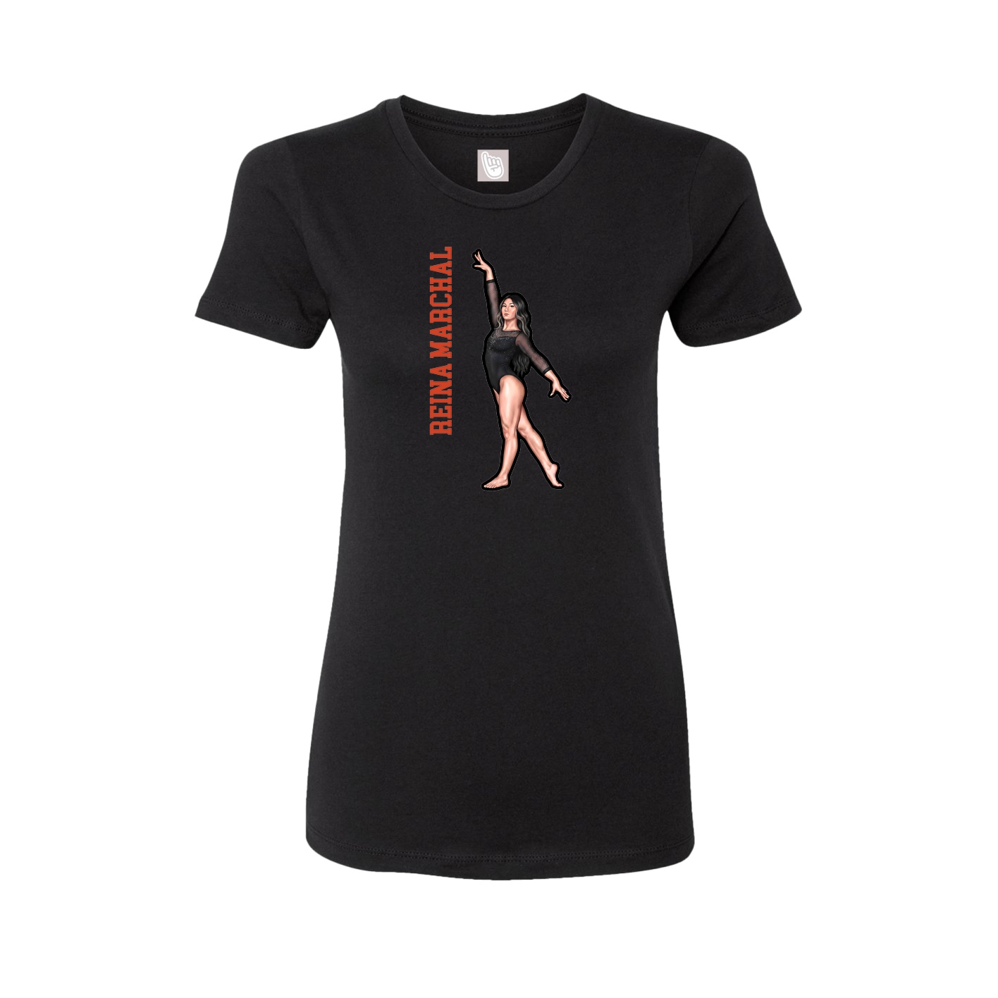Fitted Women's Tee — Name Vertical in Black