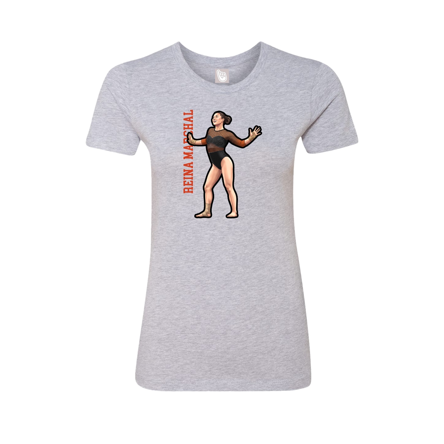 Fitted Women's Tee — Name Vertical in Grey