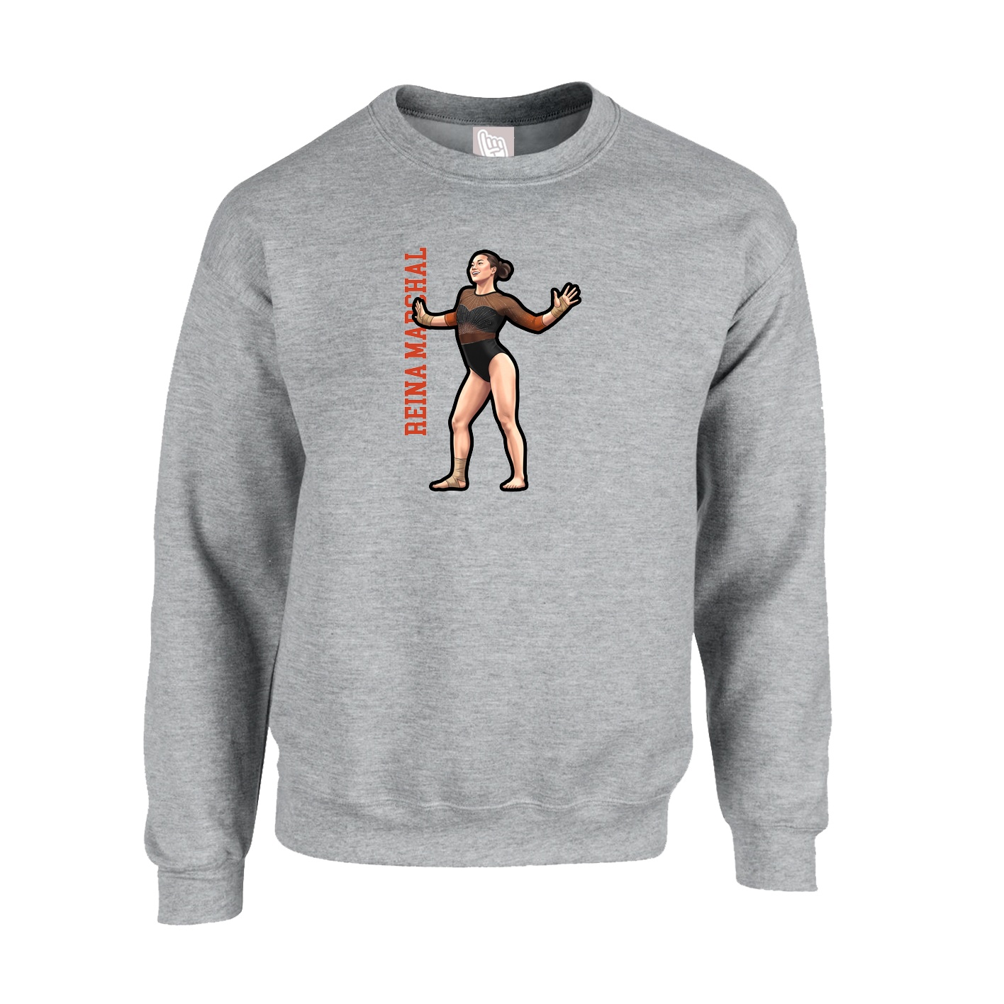 Fleece Crew — Name Vertical in Grey