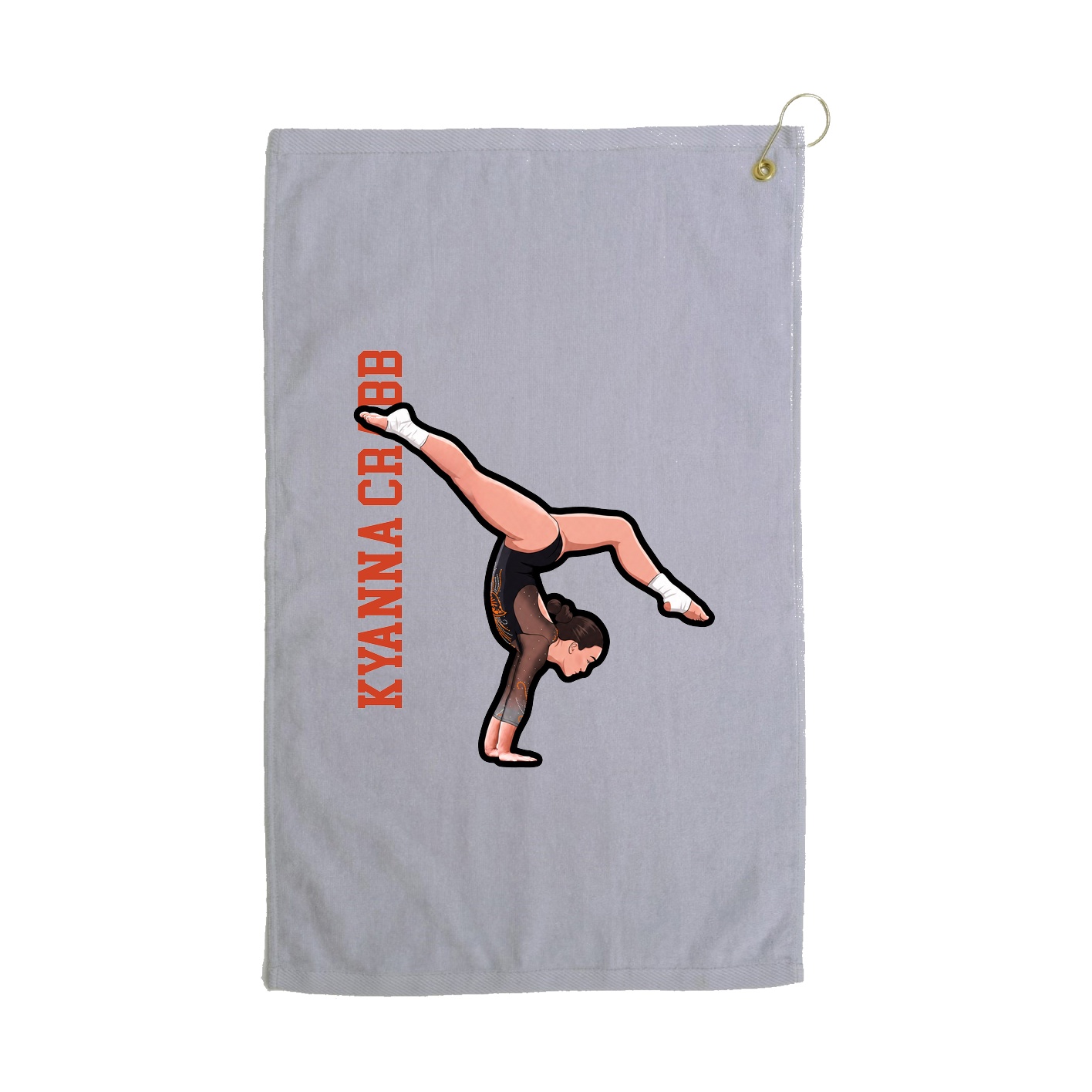 Golf Towel — Name Vertical in Grey