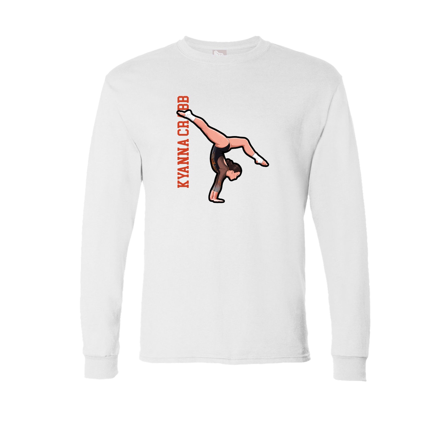 Long Sleeve Tee — Name Vertical in White