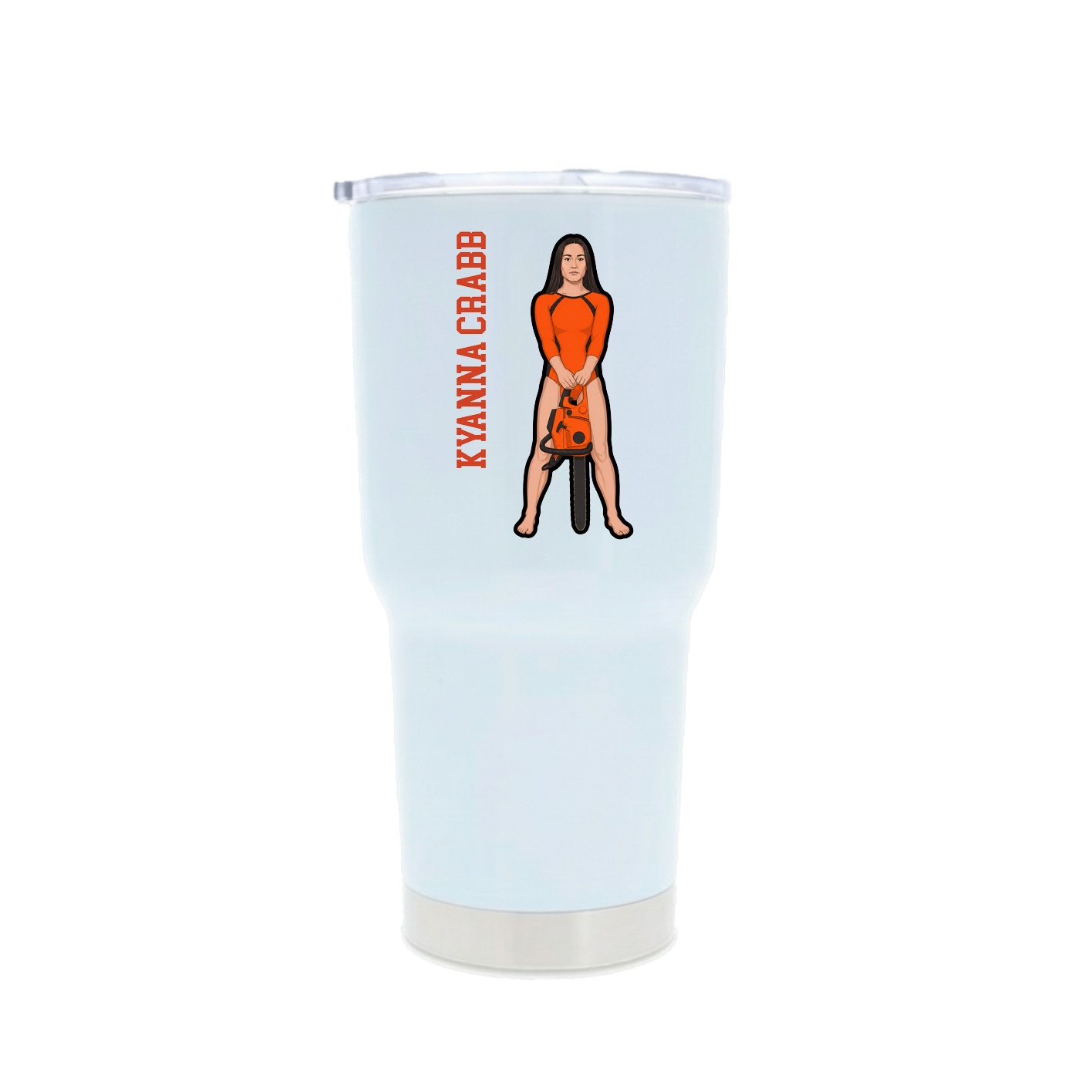 30oz Stainless Steel Tumbler — Name Vertical in White