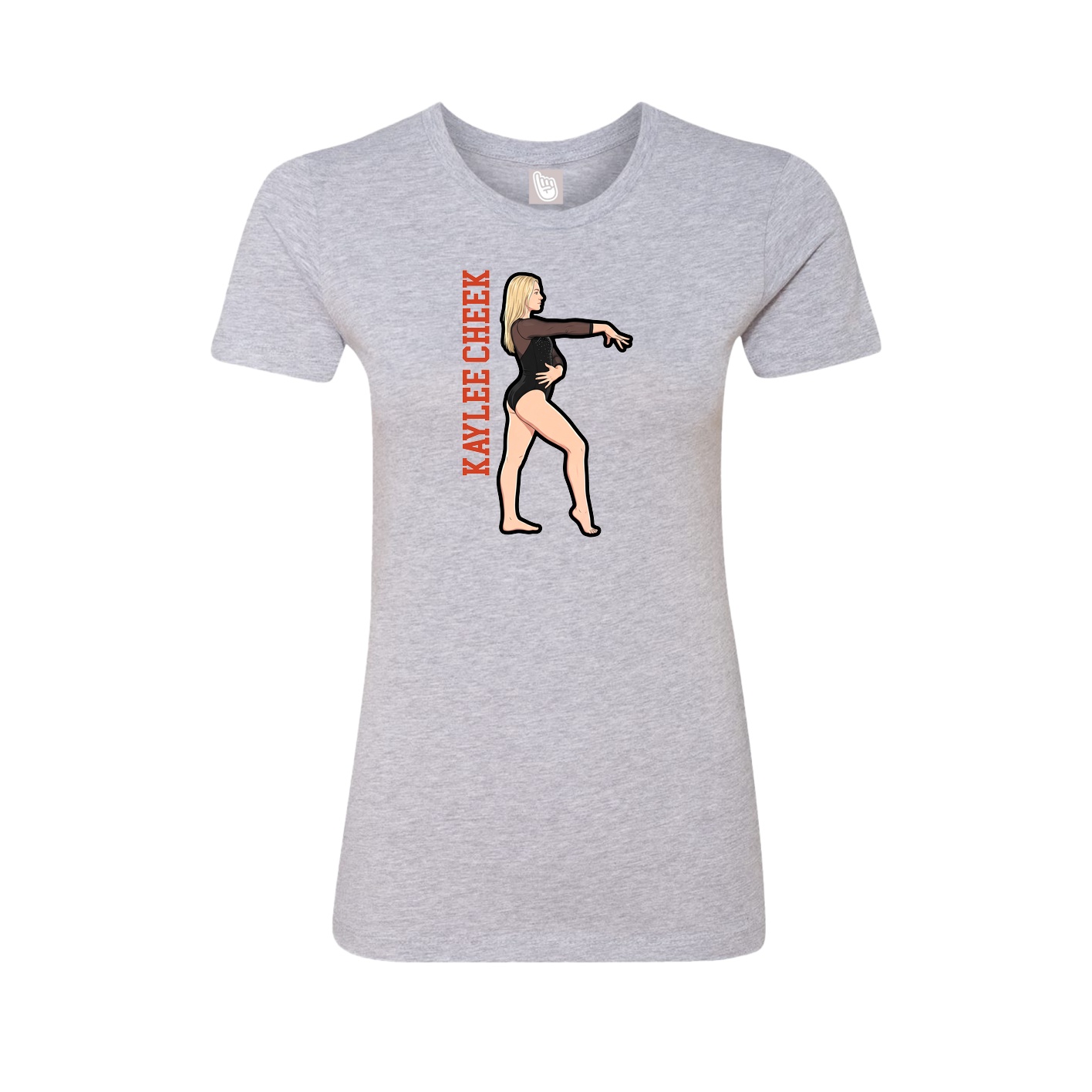 Fitted Women's Tee — Name Vertical in Grey