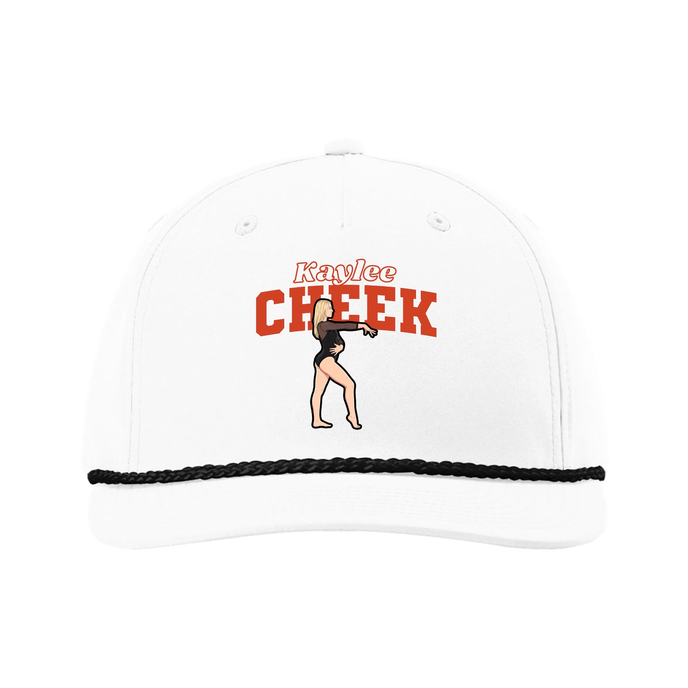 Five-Panel Classic Rope Cap — Name Arch in White