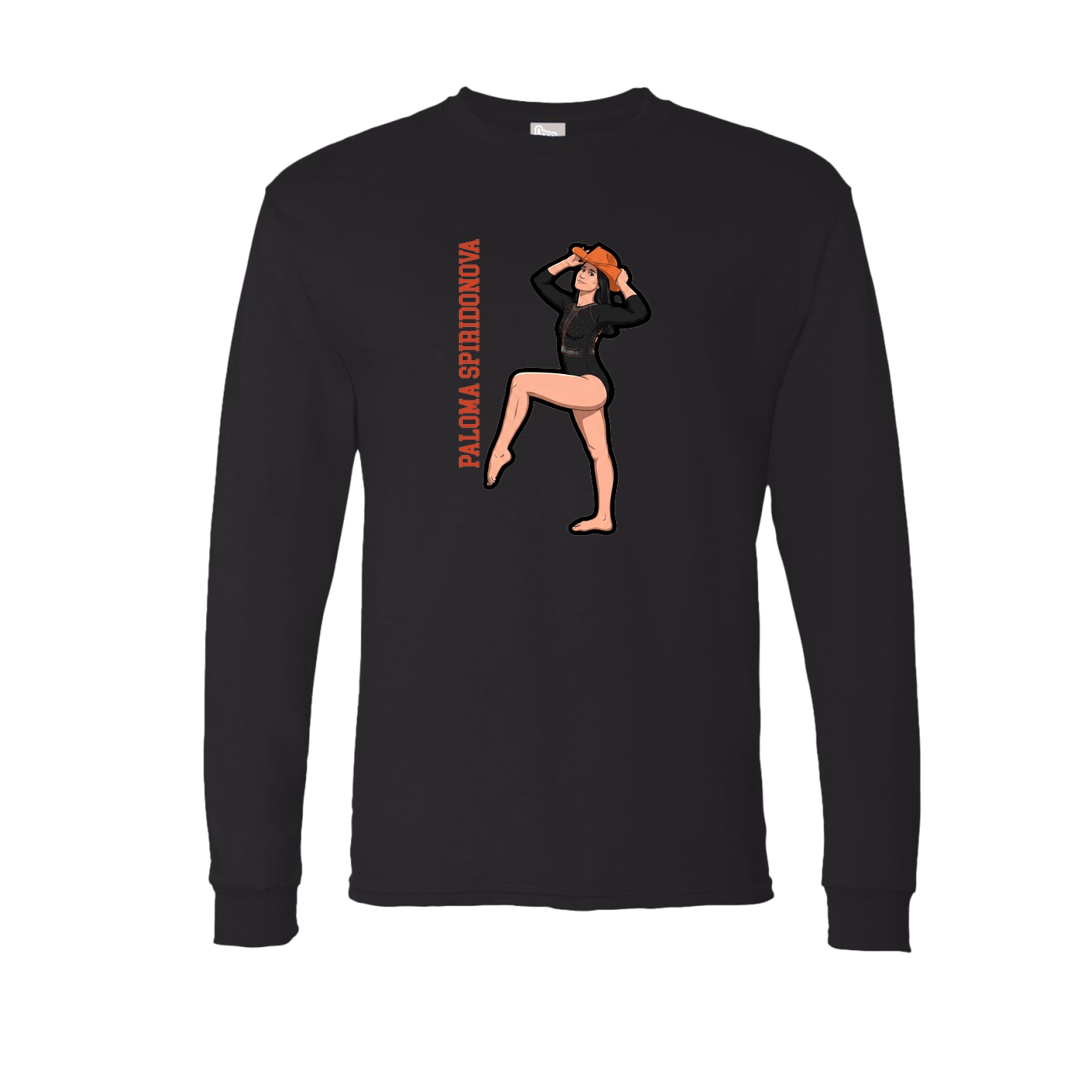 Long Sleeve Tee — Name Vertical in Black