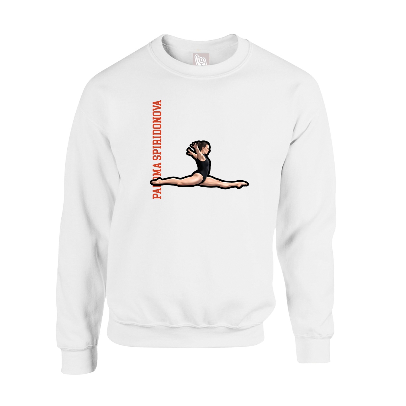 Fleece Crew — Name Vertical in White