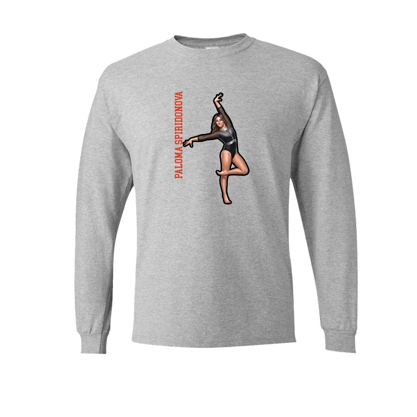 Long Sleeve Tee — Name Vertical in Grey