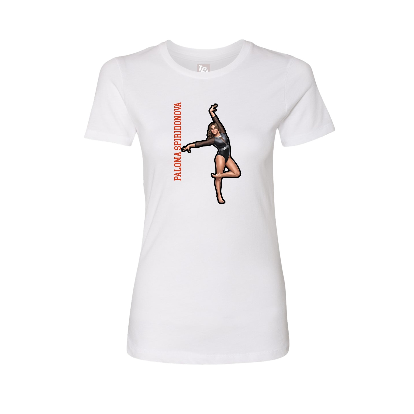 Womens Tee — Name Vertical in White