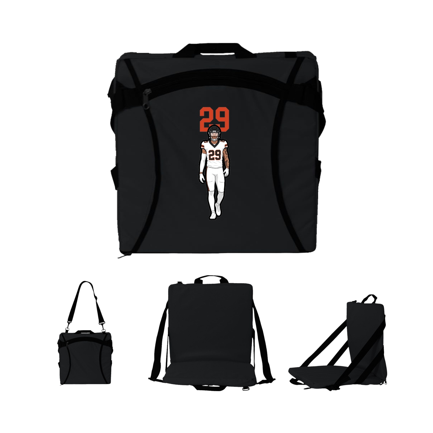 Folding Stadium Seat — Number Top in Black