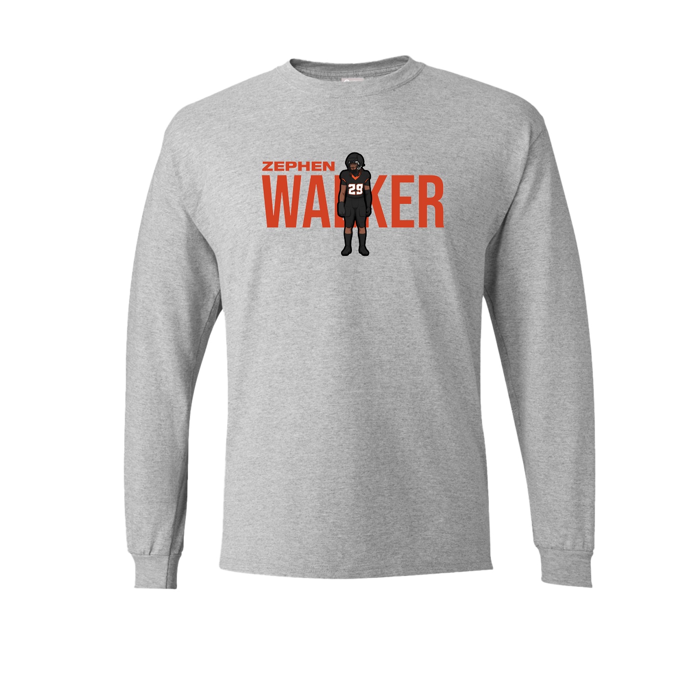 Long Sleeve Tee — Player Name in Grey