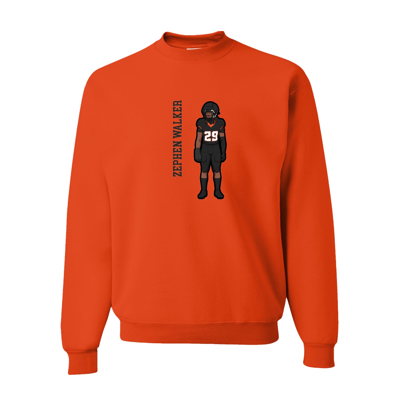 Fleece Crew — Name Vertical in Orange