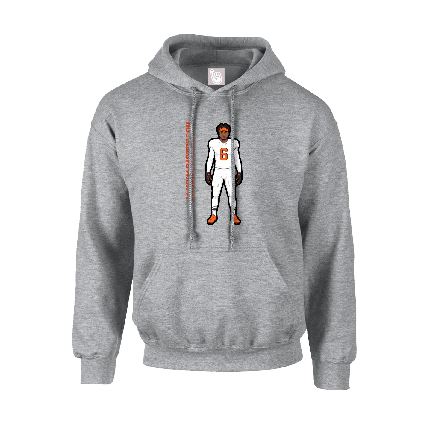 Hoodie — Name Vertical in Grey