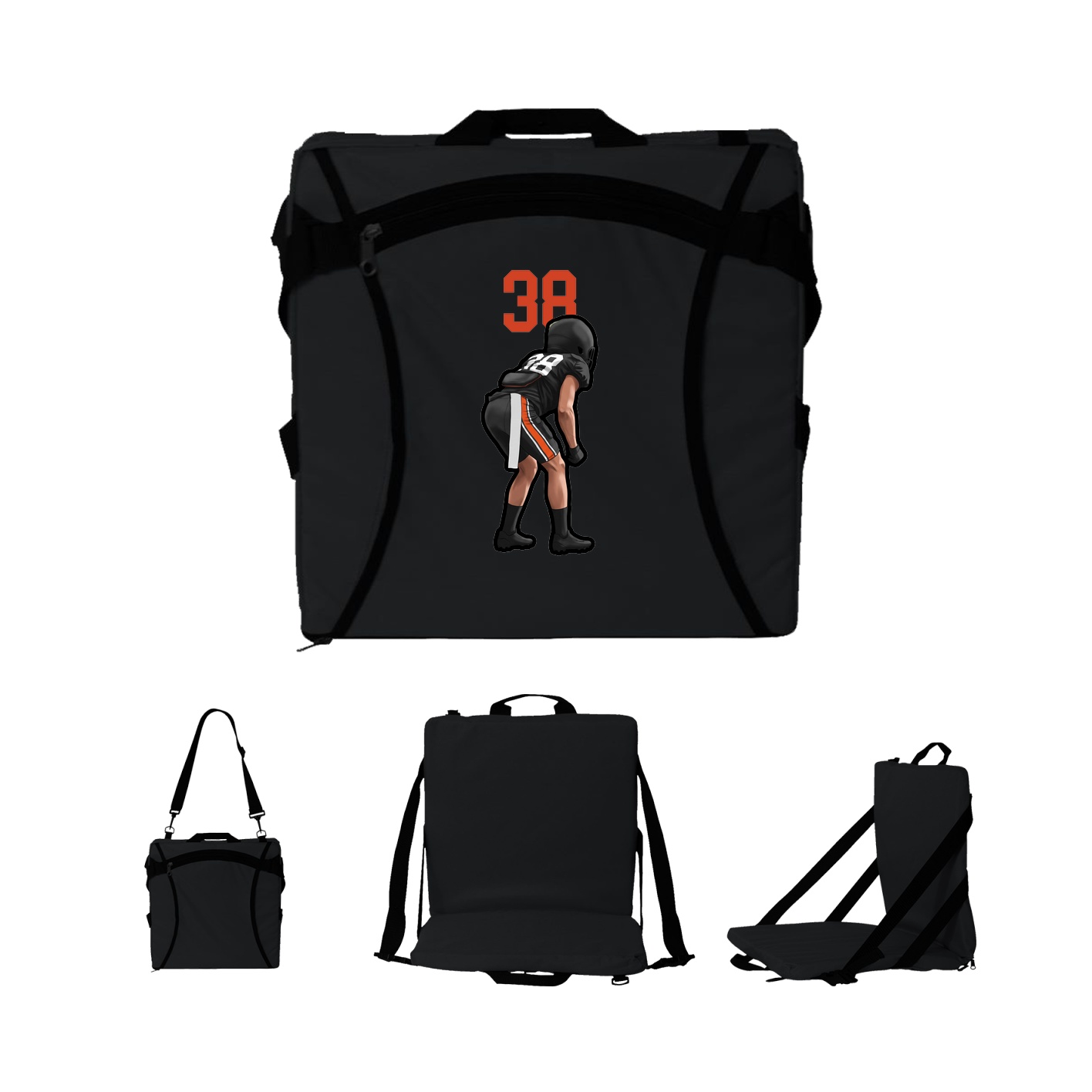 Folding Stadium Seat — Number Top in Black