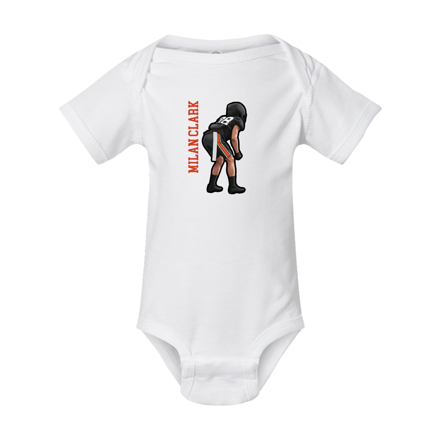 Baby Onesie — Name Vertical in White