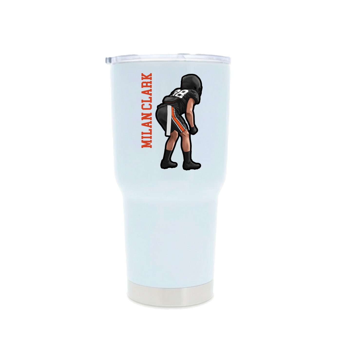 30oz Stainless Steel Tumbler — Name Vertical in White