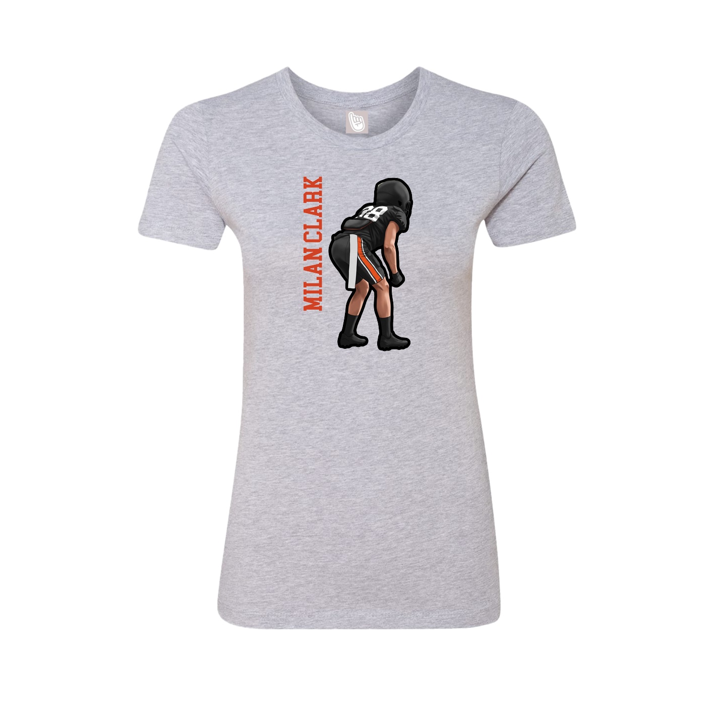 Fitted Women's Tee — Name Vertical in Grey