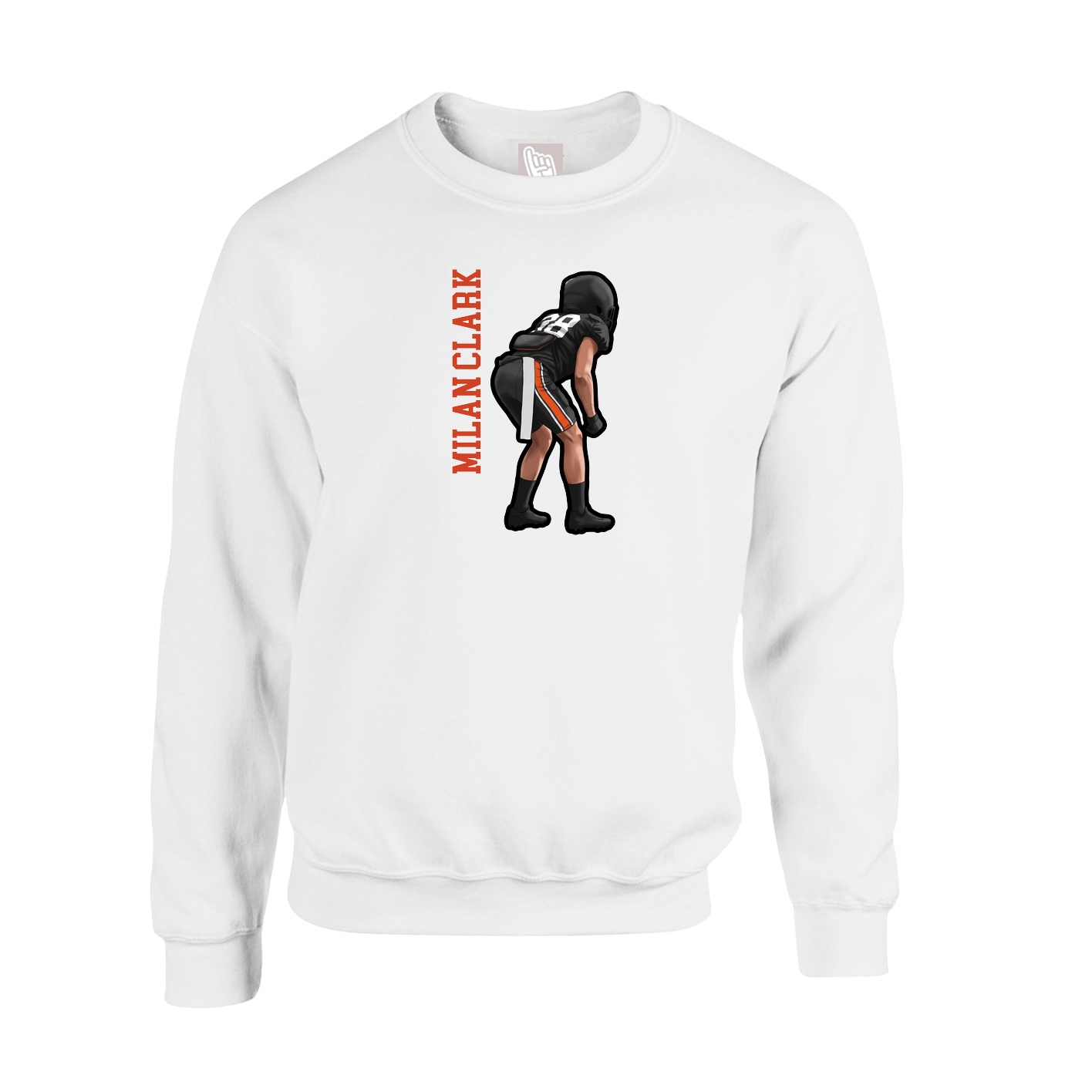 Fleece Crew — Name Vertical in White