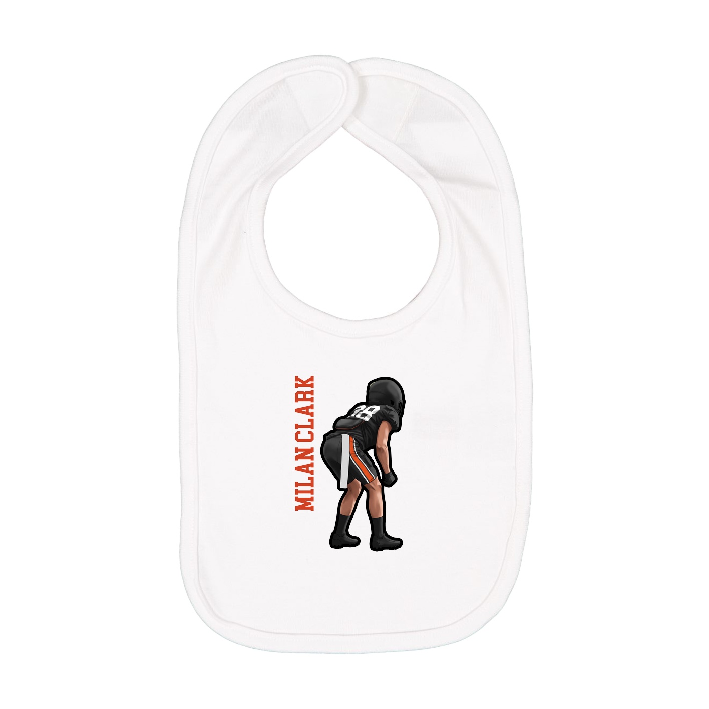 Infant Bib — Name Vertical in White
