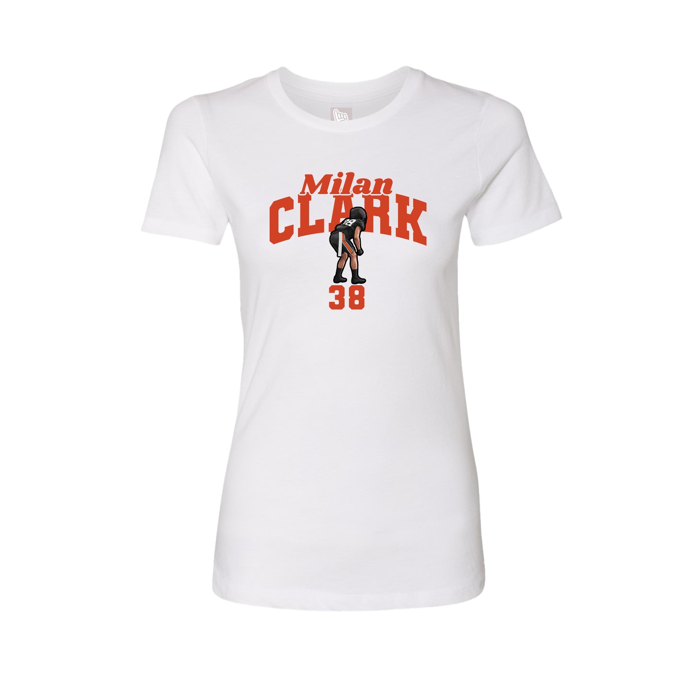 Fitted Women's Tee — Signature Arch in White