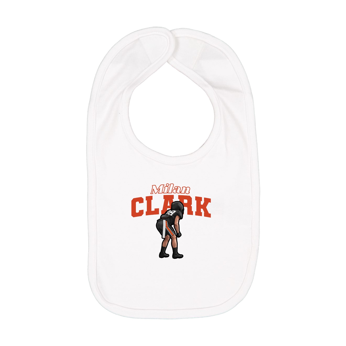 Infant Bib — Name Arch in White