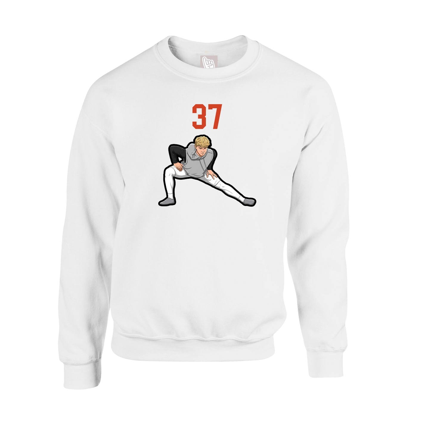 Fleece Crew — Number Top in White