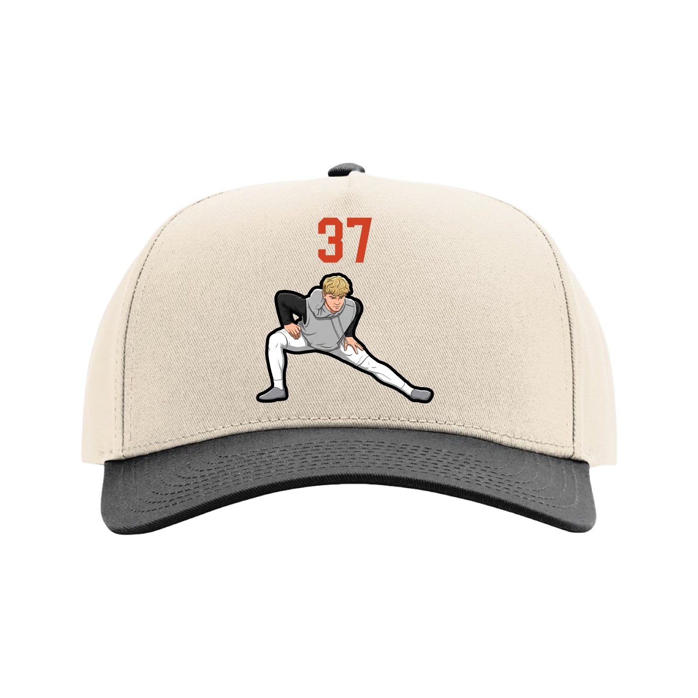 Full Fabric Five-Panel Champ Cap — Number Top in Cream/Black