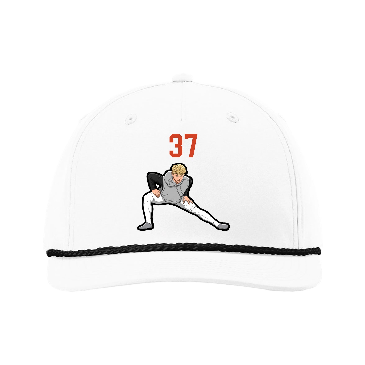 Five-Panel Classic Rope Cap — Number Top in White