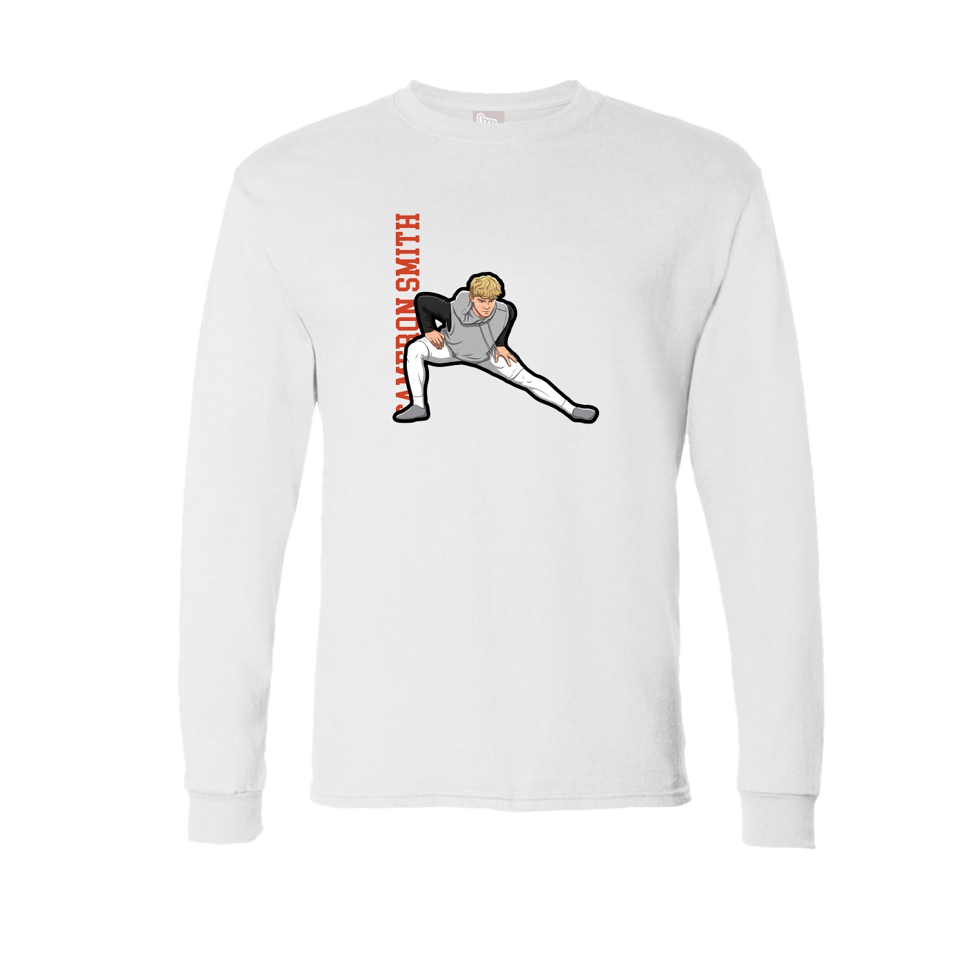 Long Sleeve Tee — Name Vertical in White