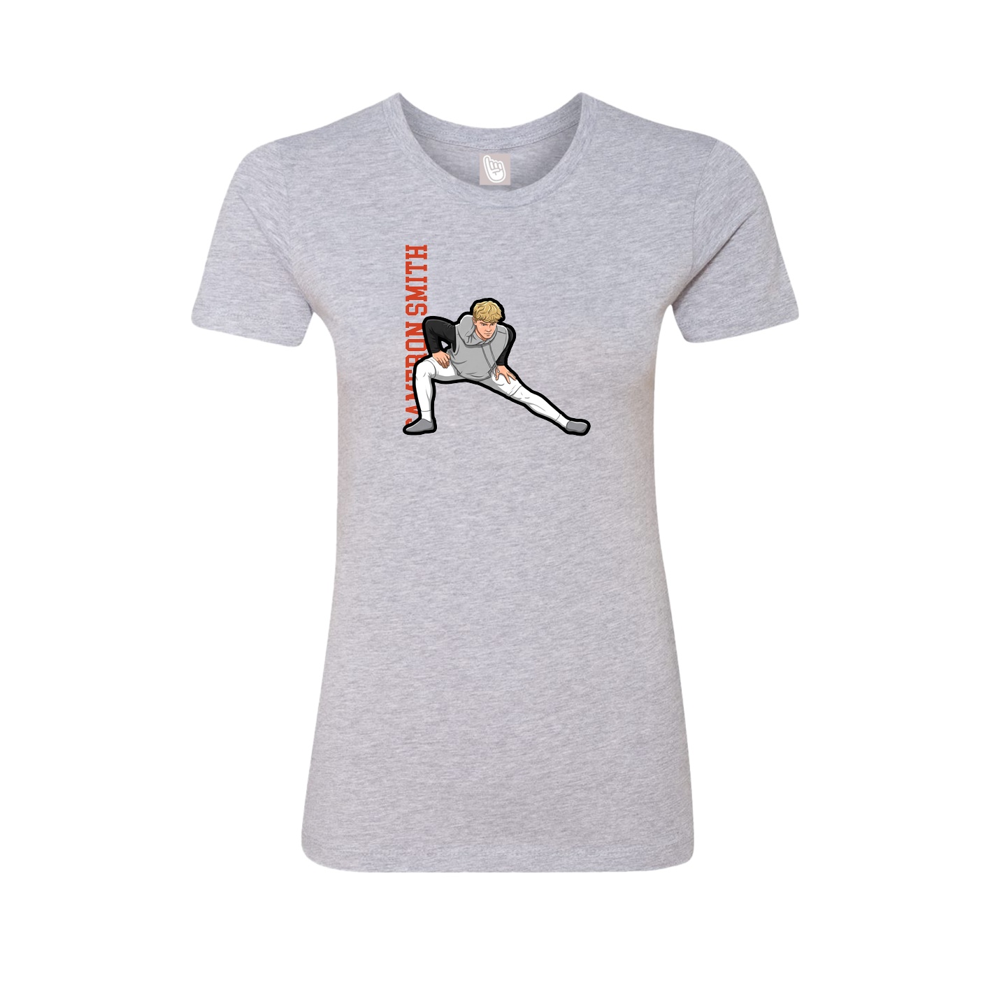 Womens Tee — Name Vertical in Grey