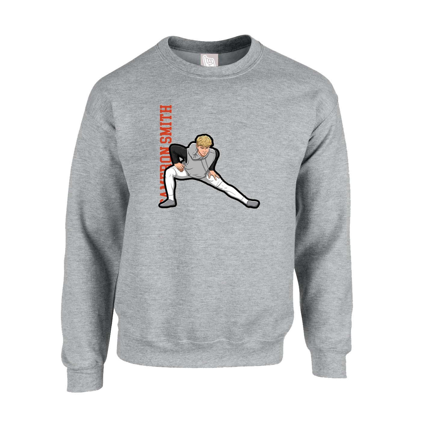 Fleece Crew — Name Vertical in Grey