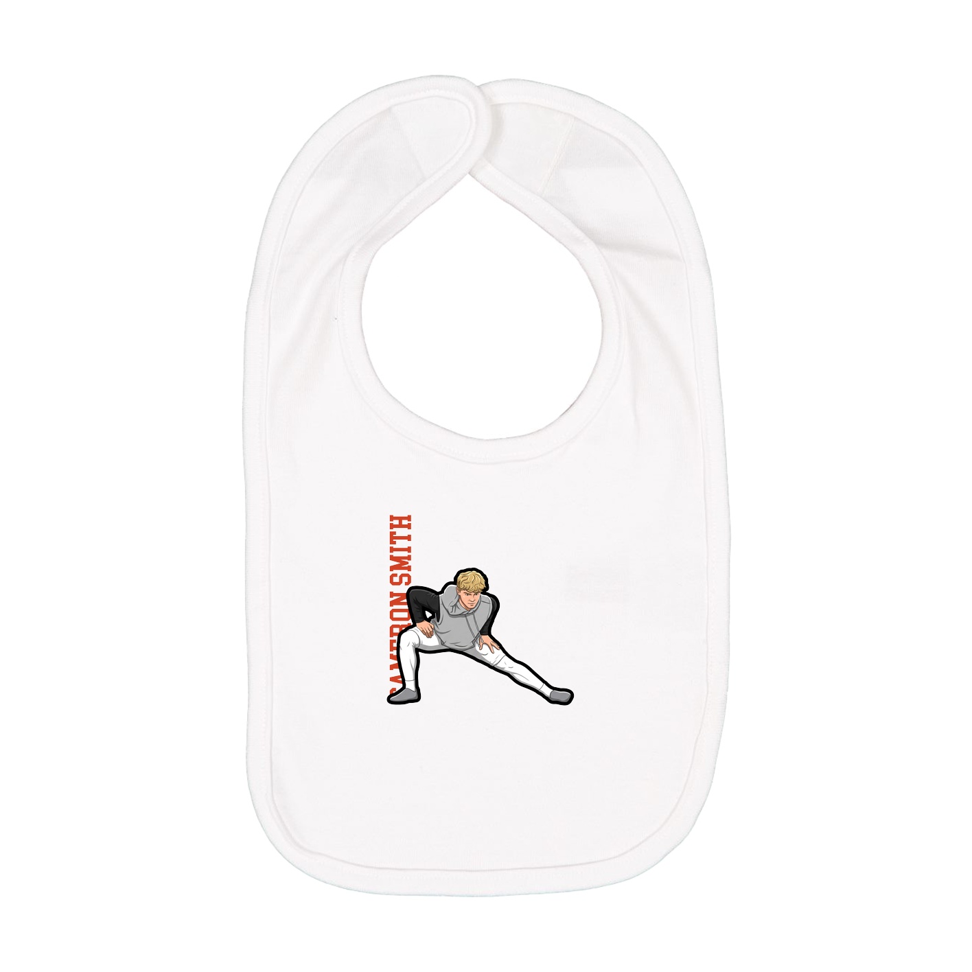 Infant Bib — Name Vertical in White