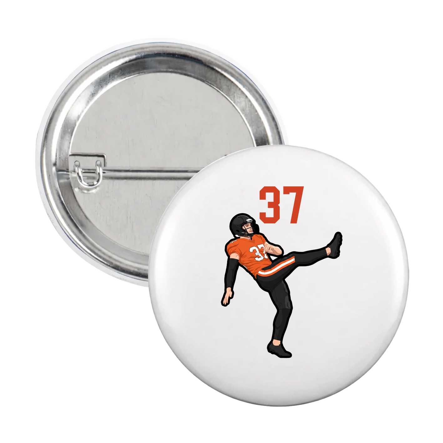 Game Day Button — Number Top in White