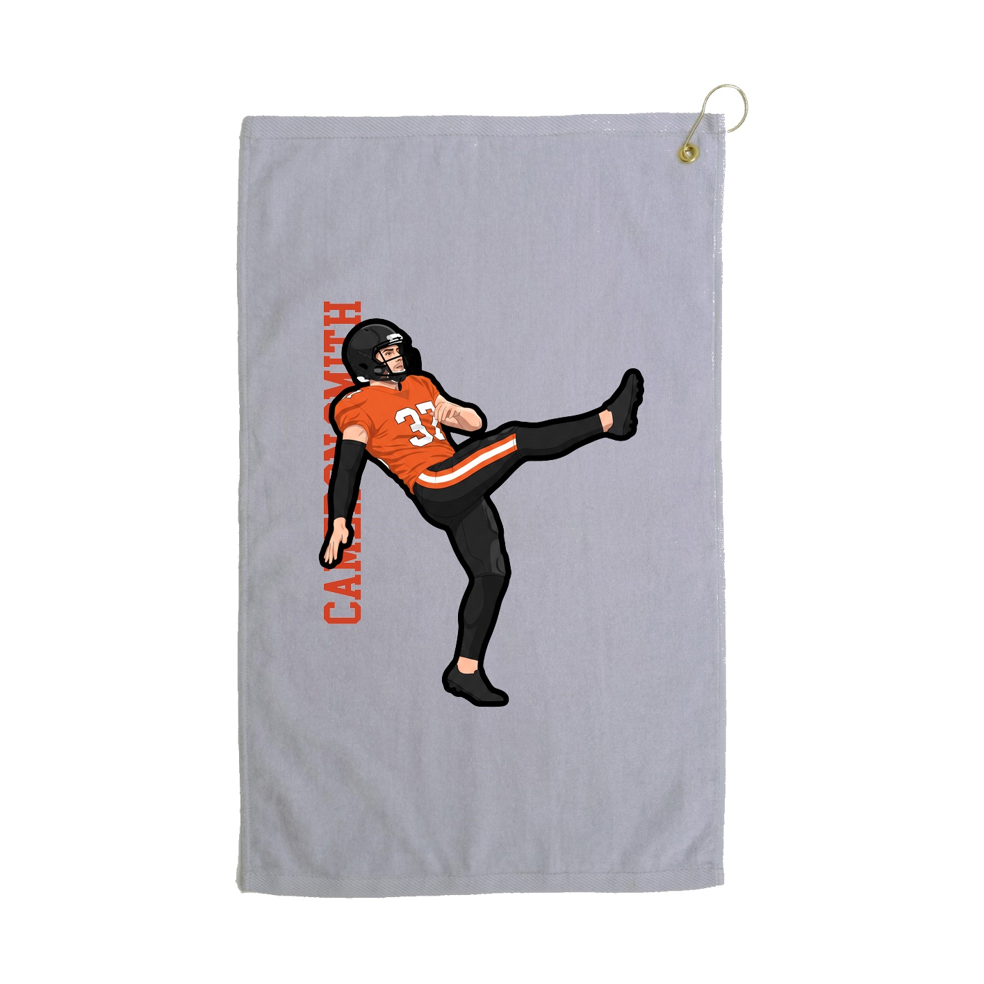 Golf Towel — Name Vertical in Grey