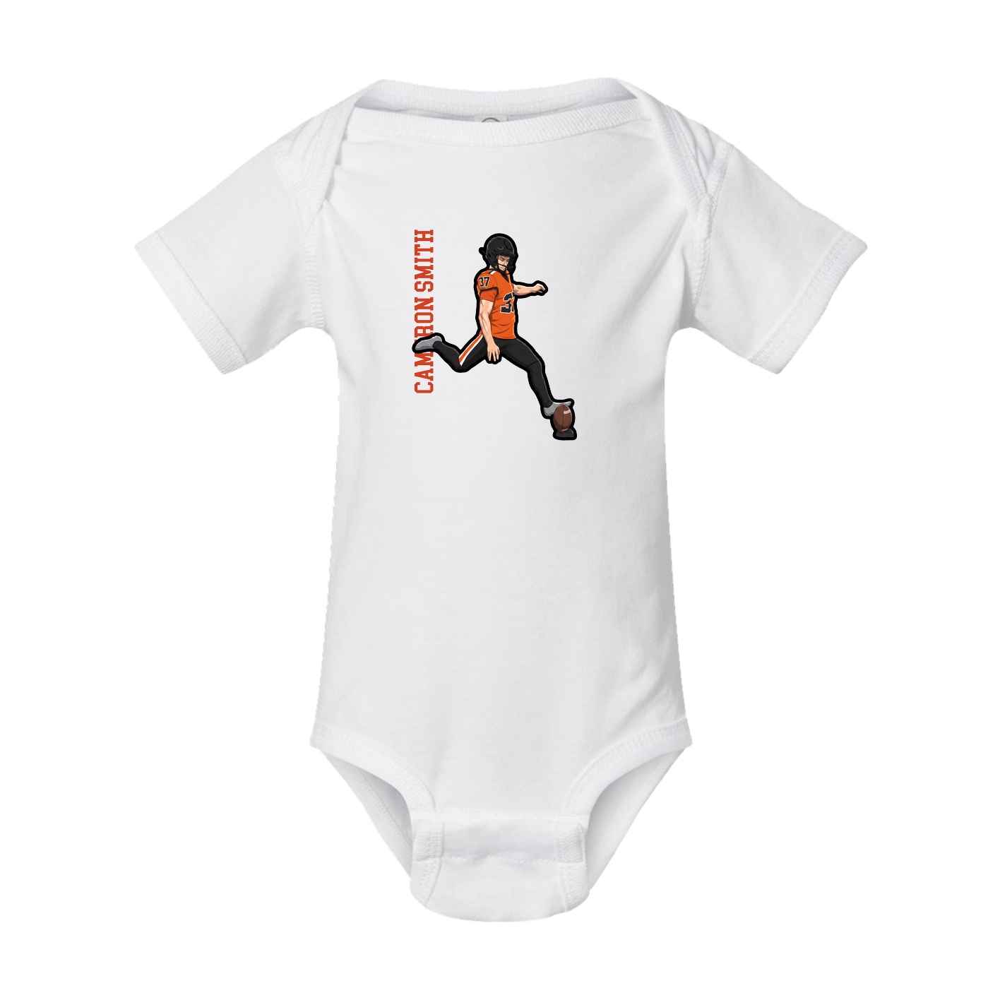 Baby Onesie — Name Vertical in White