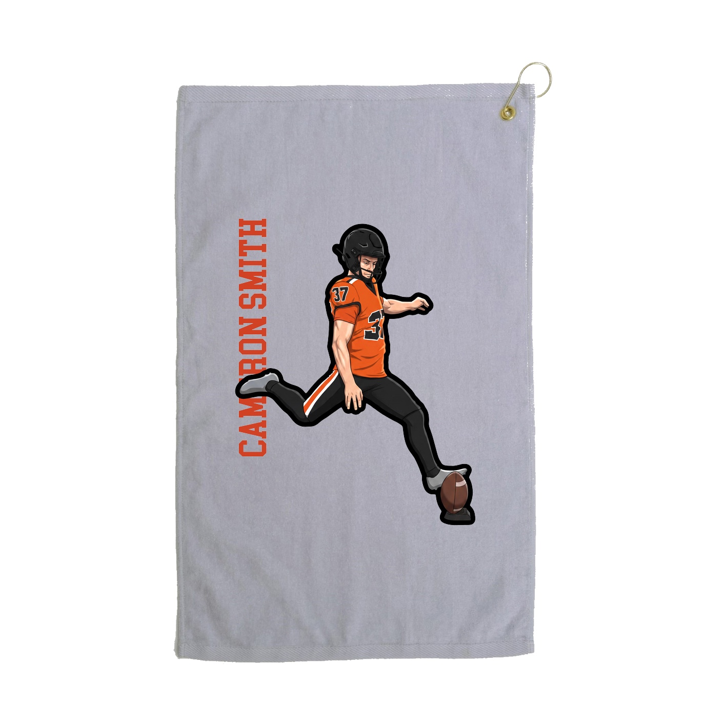 Golf Towel — Name Vertical in Grey