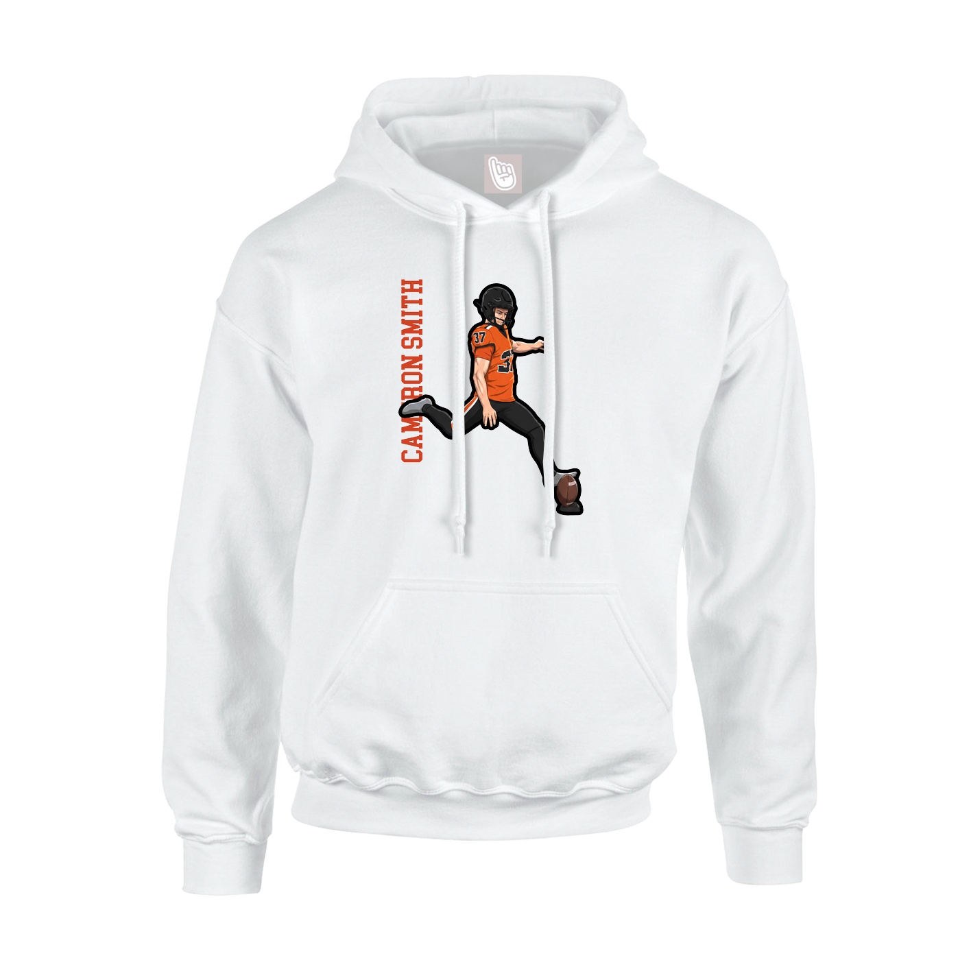 Hoodie — Name Vertical in White