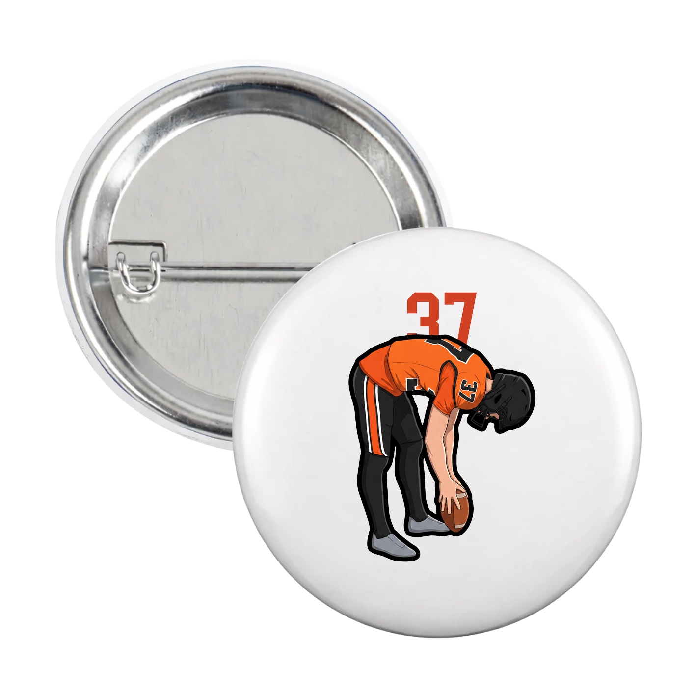Game Day Button — Number Top in White