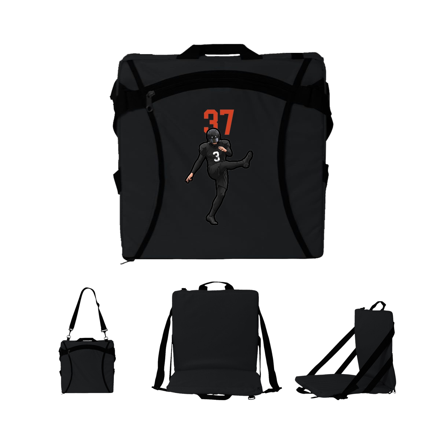 Folding Stadium Seat — Number Top in Black